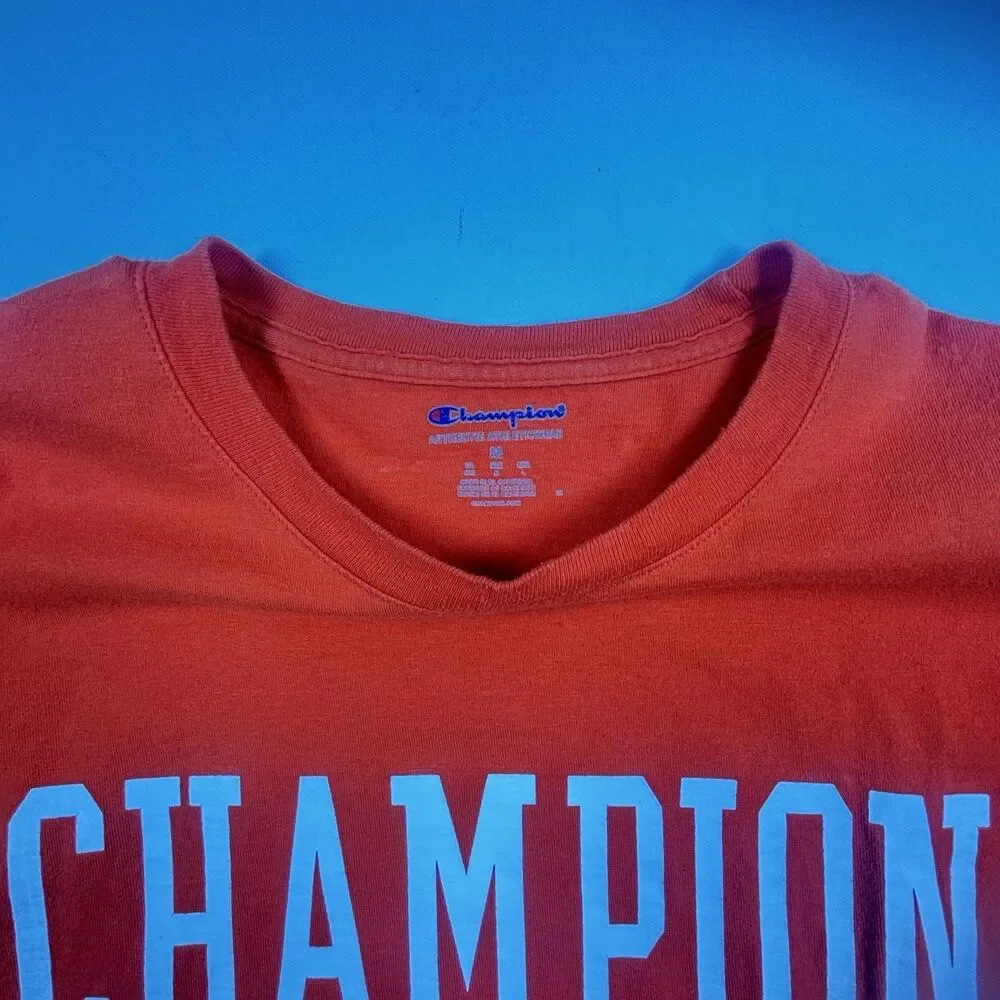 Champion Shirt Orange White Spell Out Adult Unisex Size Medium - Picture 8 of 8